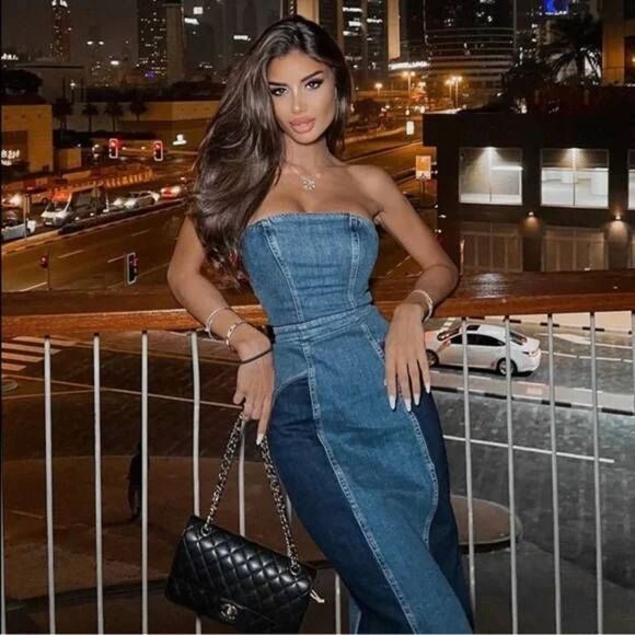 Zara Dresses & Skirts - ZARA DENIM PATCHWORK MIDI DRESS DENIM NWT